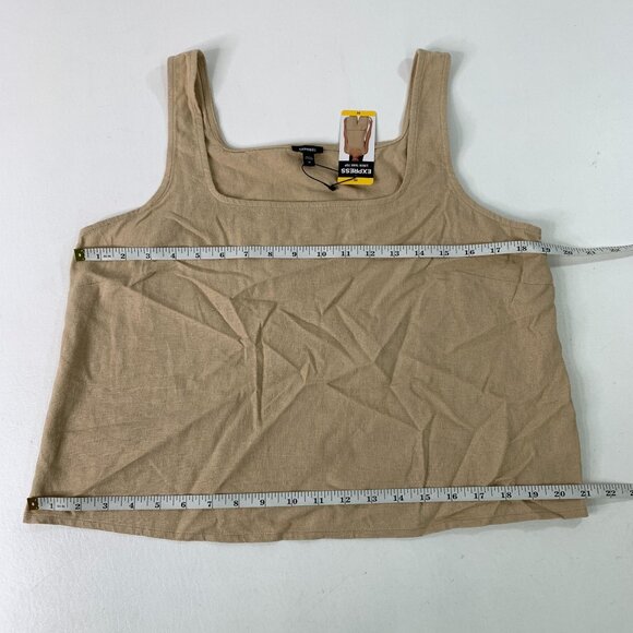 Express Women's Top M Beige Linen Blend Square Neck Tank Top Size M - Picture 5 of 7